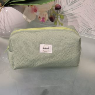 Neceser Rectangular Acolchado de Algodón 100% OEKO-TEX Hecho a Mano Modelo Verde