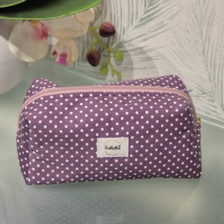 Neceser Rectangular Acolchado de Algodón 100% OEKO-TEX Hecho a Mano Modelo Morado