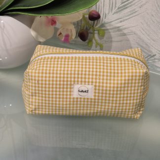 Neceser Rectangular Acolchado de Algodón 100% OEKO-TEX Hecho a Mano Modelo Vichy Amarillo